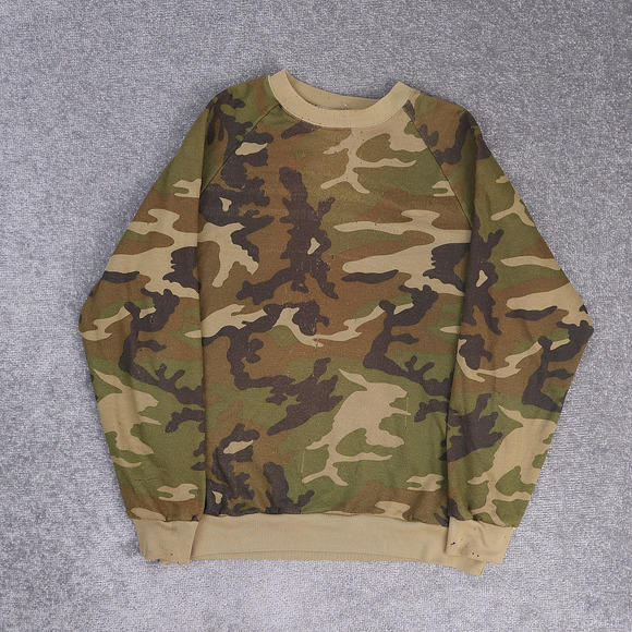 VTG Thrashed Duck Bay Camouflage XL Multicolor Long Sleeve Pullover Sweatshirt - Picture 2 of 16